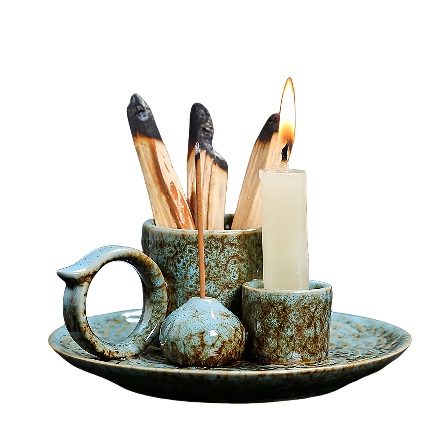 Handmade Ceramic Incense Holder – Multi-Use Tray for Palo Santo, Sticks, Cones – Heat-Resistant Aroma Dish for Home, Meditation, Yoga & Interior Decor – Ash Catcher Base