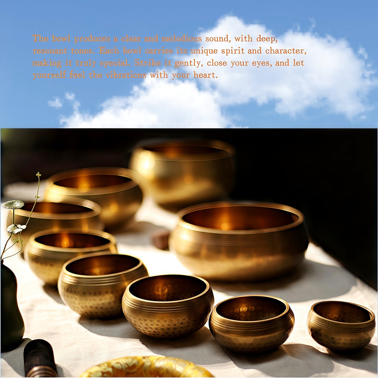 Fay Bless Tibetan Singing Bowl Set - Facile à jouer pour les débutants - Authentique Sound holistique de la pleine conscience artisanale