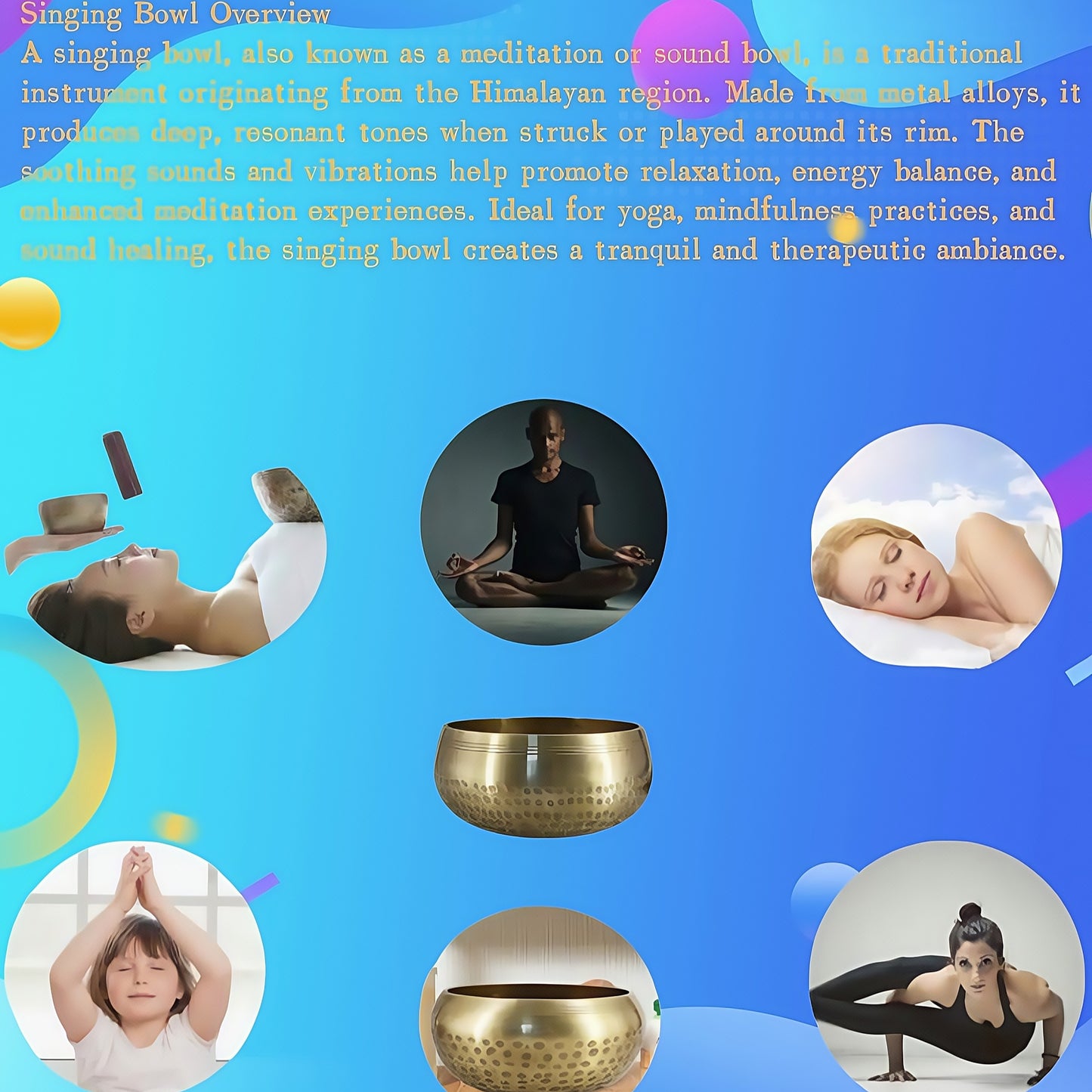 Fay Bless Tibetan Singing Bowl Set - Facile à jouer pour les débutants - Authentique Sound holistique de la pleine conscience artisanale