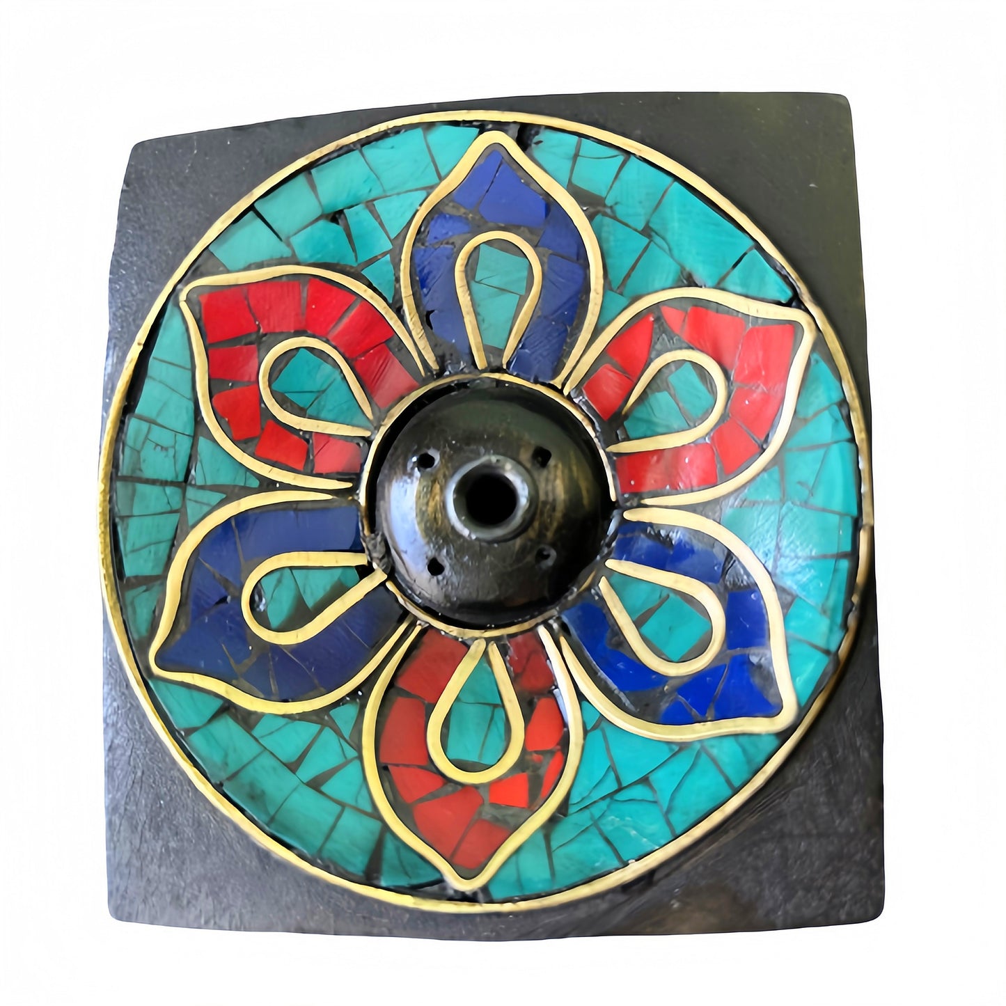 Fay Bless Handcrafted Inlaid Wooden Incense Holder – Large Lotus Design with Rustic Petal Motif, Ideal for Meditation, Aromatherapy & Interior Decor