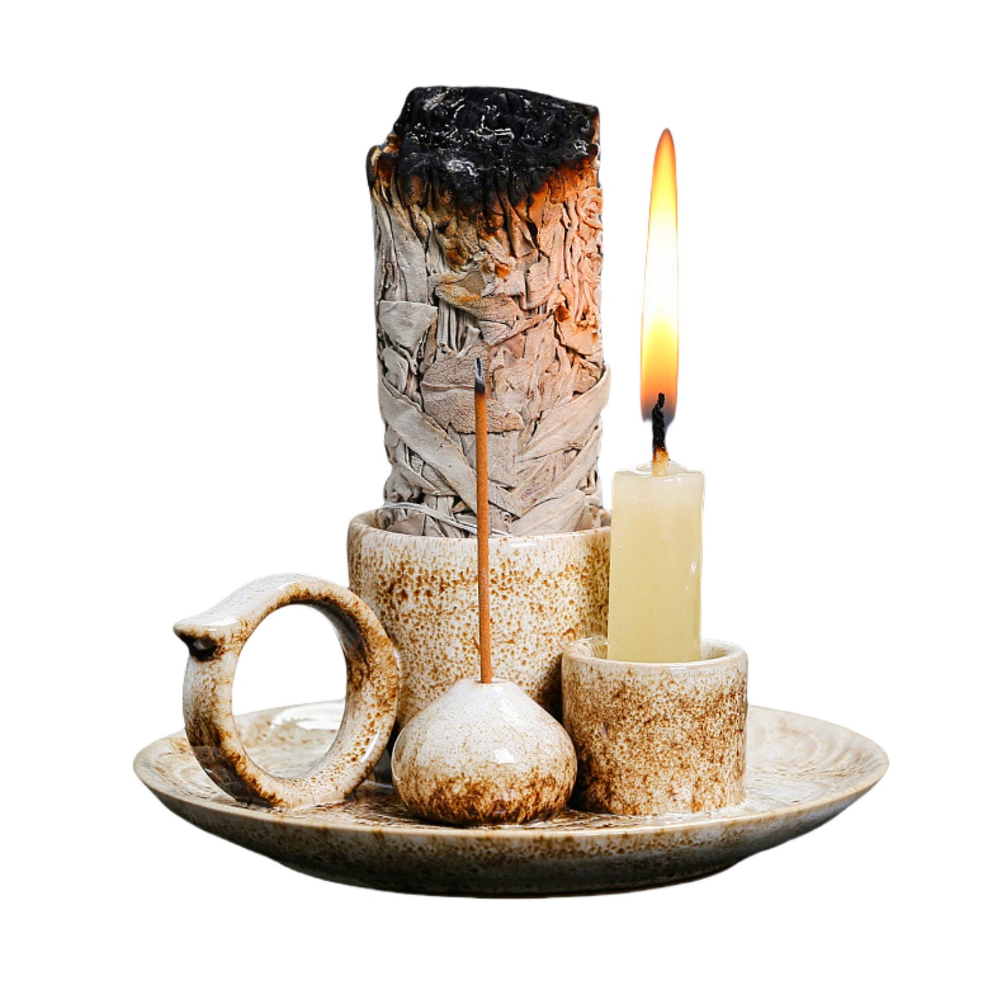 Handmade Ceramic Incense Holder – Multi-Use Tray for Palo Santo, Sticks, Cones – Heat-Resistant Aroma Dish for Home, Meditation, Yoga & Interior Decor – Ash Catcher Base