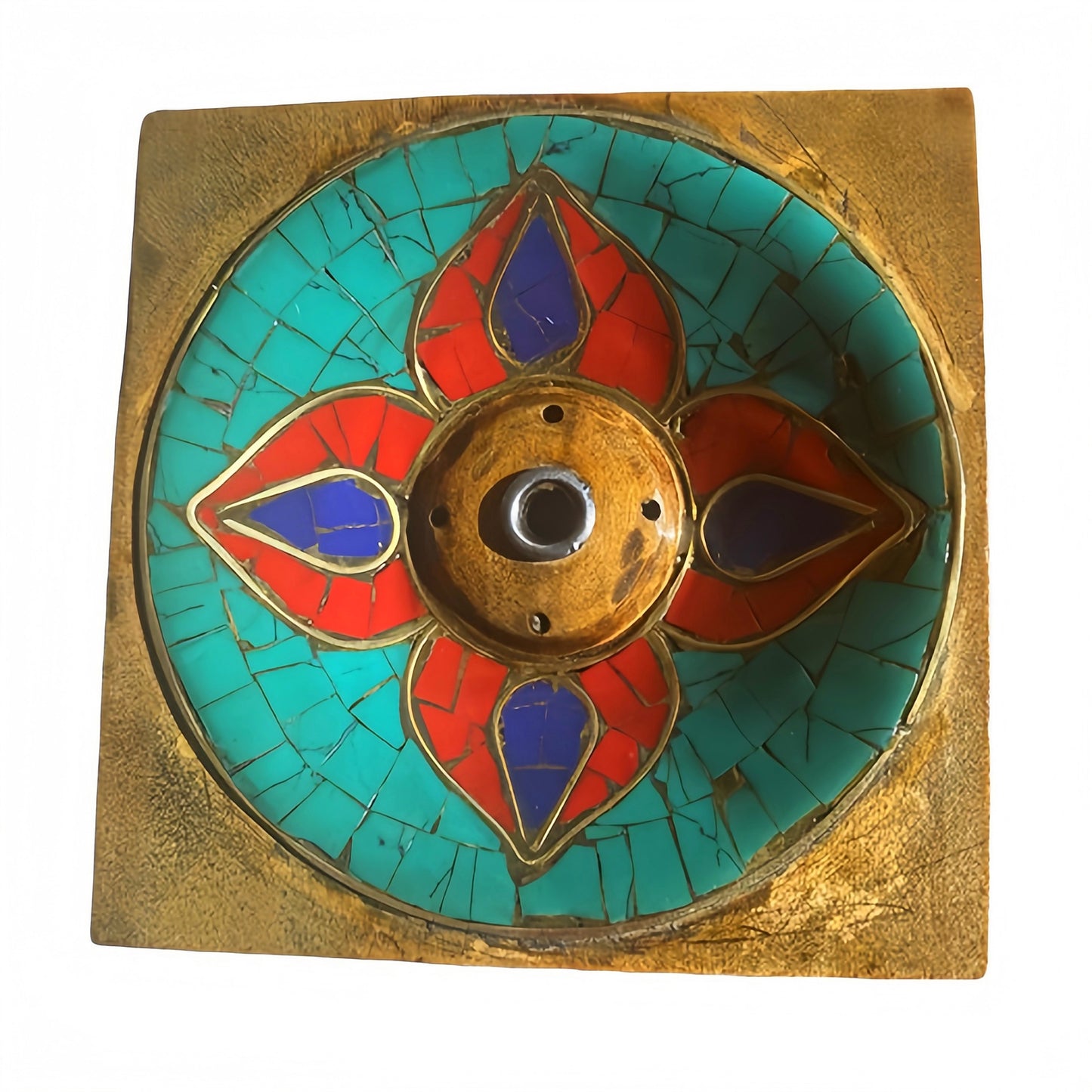 Fay Bless Handcrafted Inlaid Wooden Incense Holder – Large Lotus Design with Rustic Petal Motif, Ideal for Meditation, Aromatherapy & Interior Decor
