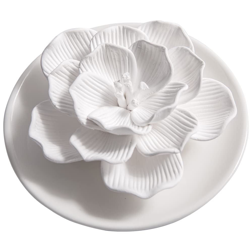 Essential Oil Passive Flower Diffuser -Lotus Flower Porcelain Aromatherapy Diffusers for Small Mini Room, Desk Decorative, Bathroom (Lotus)