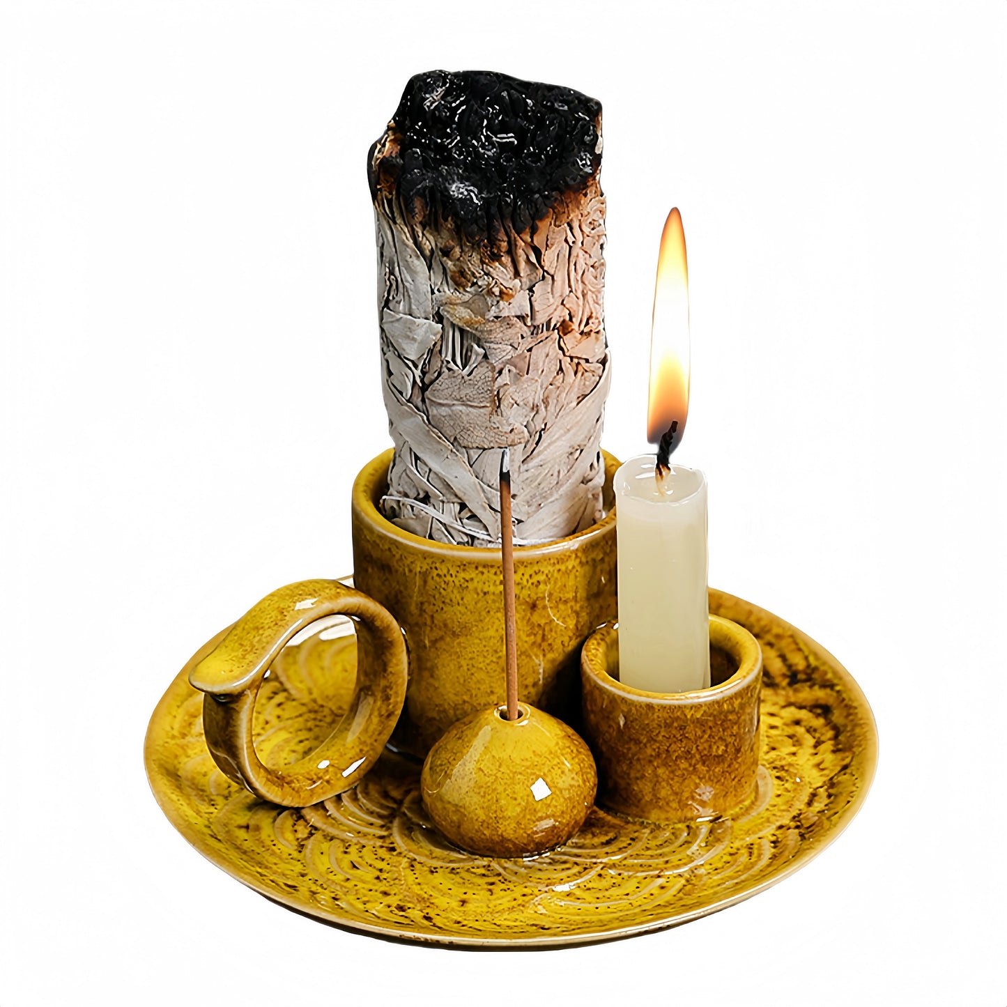 Handmade Ceramic Incense Holder – Multi-Use Tray for Palo Santo, Sticks, Cones – Heat-Resistant Aroma Dish for Home, Meditation, Yoga & Interior Decor – Ash Catcher Base