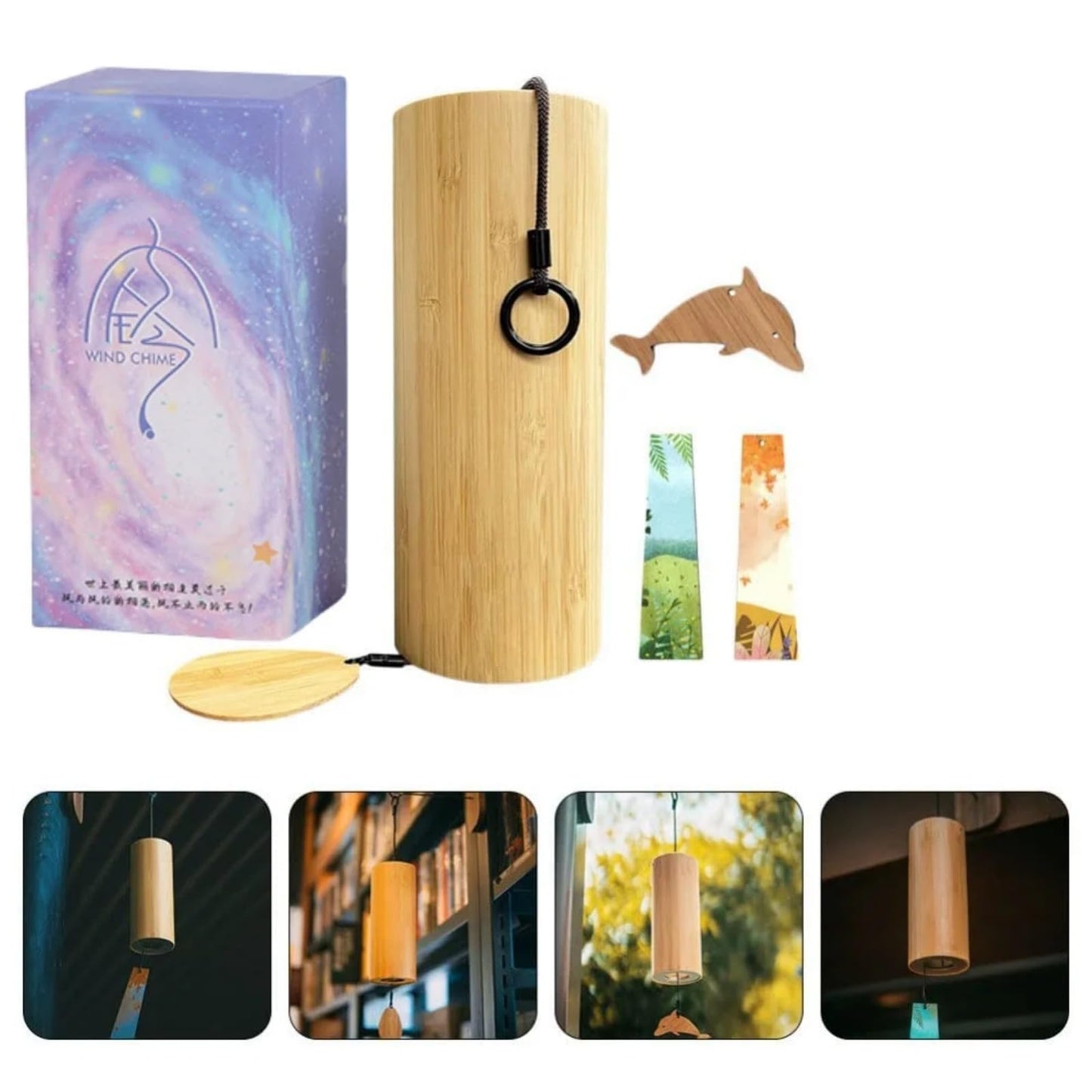 Fay segne Windbell Bambusakkord Wind Chimes Windchime Chime Craft Outdoor Garten Terrasse 8 Stäbchen Notizen Zen Meditation C g dm am Akkord