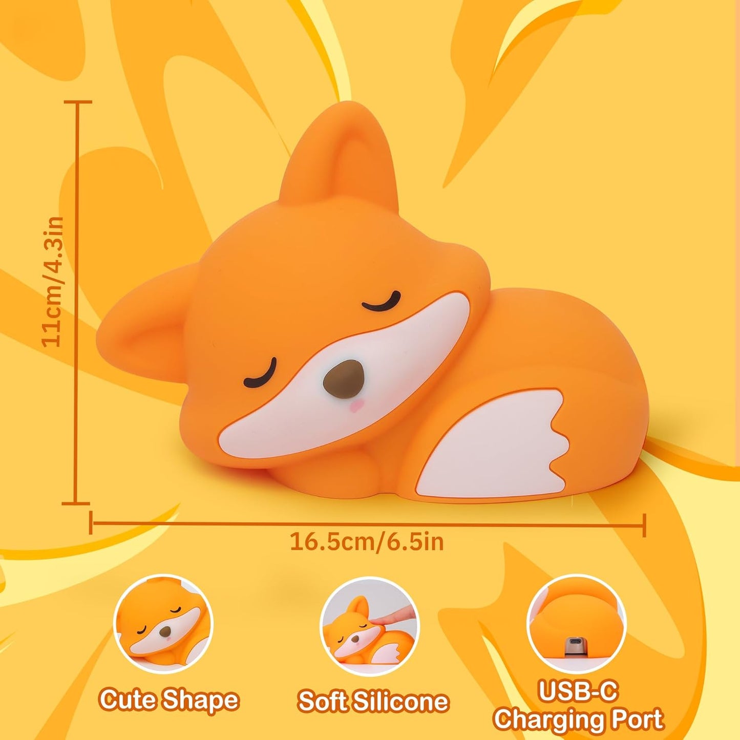 Fox Lamp,Cute Fox Night Light,Dimmable Silicone Animal Nursery Night
