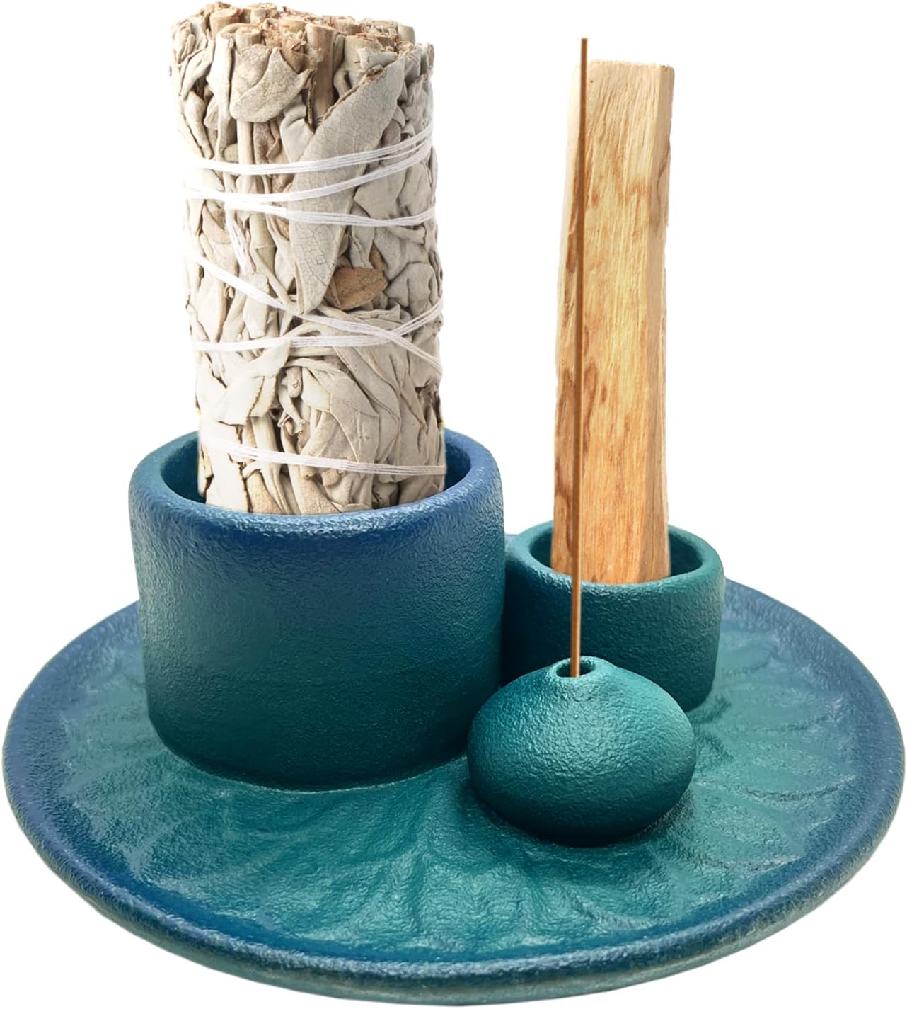 Palo Santo Holder – 4 in 1 Ceramic Incense & Candle Burner Ash Catcher Tray for Smudging, Meditation, Yoga, Relaxation – Heat Resistant, Easy to Clean