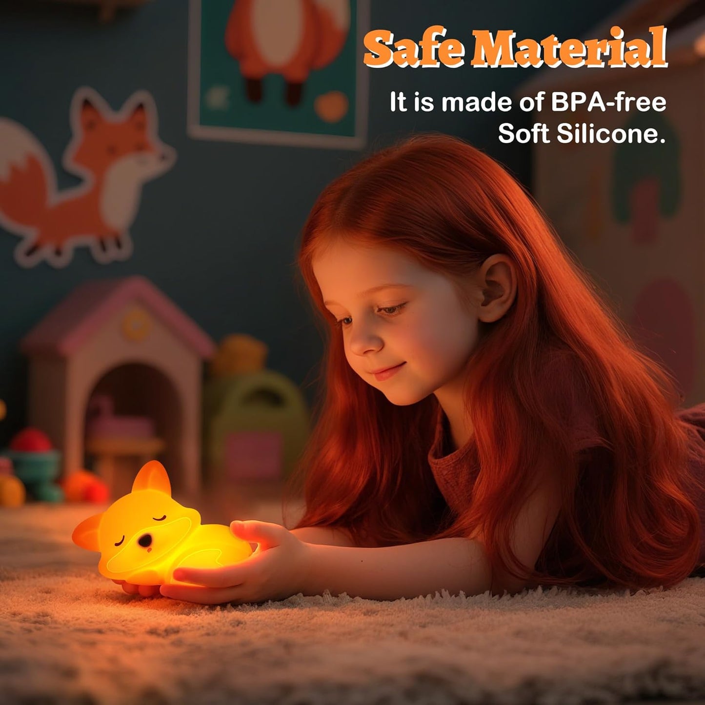 Fox Lamp,Cute Fox Night Light,Dimmable Silicone Animal Nursery Night