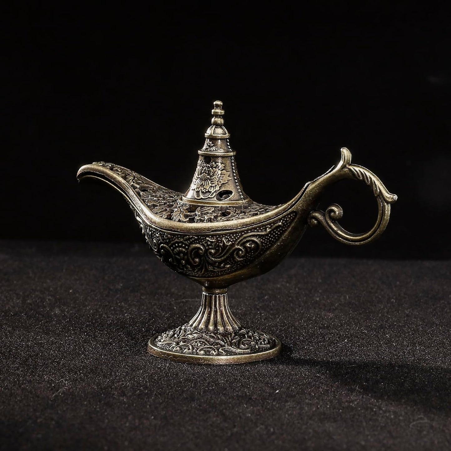 Fay Blesel Mini Genie Lamp Weihrauch Brenner - Vintage Alloy Aromatherapy Halter für Meditation, Yoga und Wohnkultur