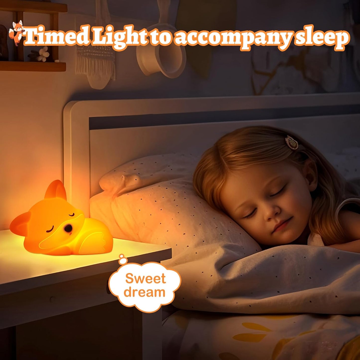 Fox Lamp,Cute Fox Night Light,Dimmable Silicone Animal Nursery Night