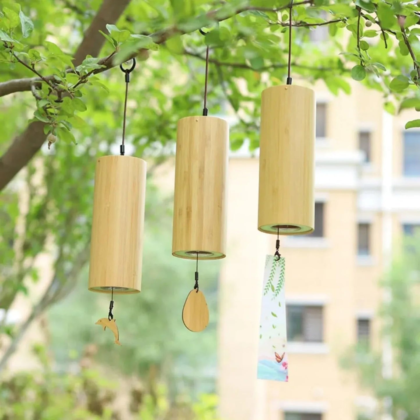 Fay segne Windbell Bambusakkord Wind Chimes Windchime Chime Craft Outdoor Garten Terrasse 8 Stäbchen Notizen Zen Meditation C g dm am Akkord