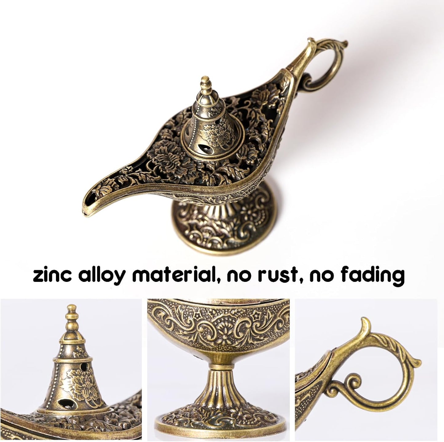 Fay Blesel Mini Genie Lamp Weihrauch Brenner - Vintage Alloy Aromatherapy Halter für Meditation, Yoga und Wohnkultur