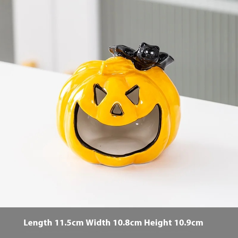 Halloween Ceramic Candle Holder Cute Ghost Pumpkin Candlestick Halloween Decoration 2025 Desk Ornament Day of The Dead Decor
