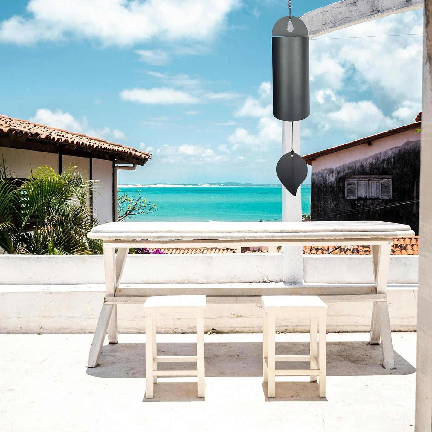 Unique Serenity Bell with Deep Resonance - Large Deep Tone Wind Chimes for Outside - Memorial Wind Chime for Outdoors - Amazing Grace Wind Bells with Mute Mode - Handcrafted Steel Wind Chimes - Black