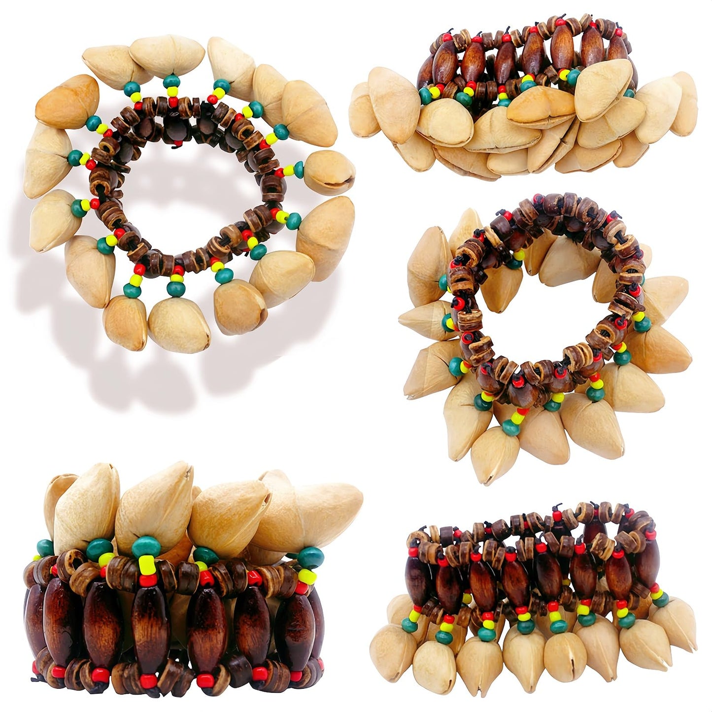 Fay Bless Seed Shell Dance Bracelets, Nut Band Wrist Shaker Bells for Dance, Yoga, Meditation, ASMR and Sound Therapy
