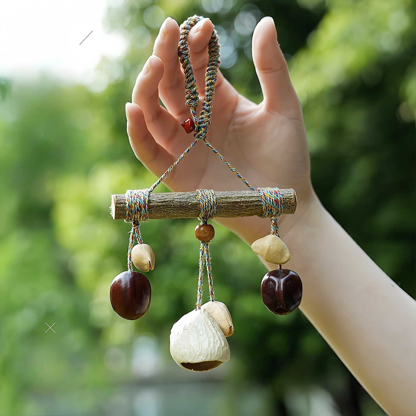 Fay Bless Handcrafted Natural Seed Bell Pendant – Botanical Keychain, Car Charm, Bag Accessory, Forest Sound – Rainforest Fruit Shell Ornament