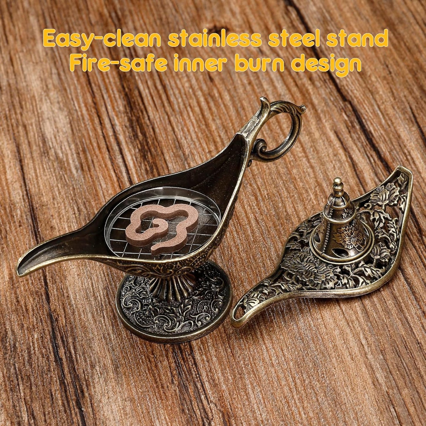 Fay Blesel Mini Genie Lamp Weihrauch Brenner - Vintage Alloy Aromatherapy Halter für Meditation, Yoga und Wohnkultur