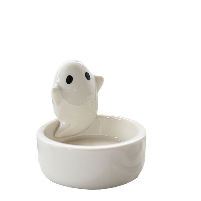 Cross-border ceramic ghost candle holder ins Amazon scented candle cute ghost Nordic style ornament Halloween gift
