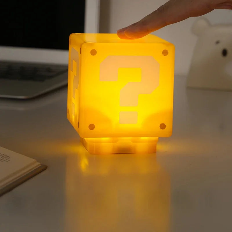 Super Mario Bros Block Creative Night Lamp Push Button Light Toys Game Peripheral Student Cute Bedroom Dormitory Decoration Lamp