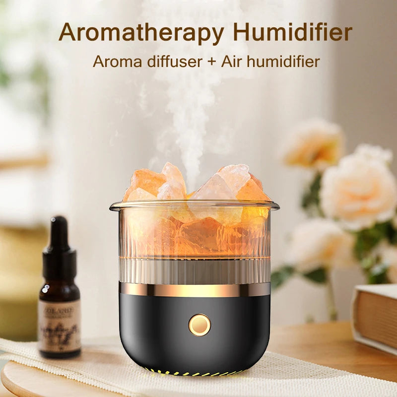 USB Aroma Diffuser with Crystal Stones – 160ML Ultrasonic Essential Oil Mist Maker with 7 LED Lights & Auto Shut-Off