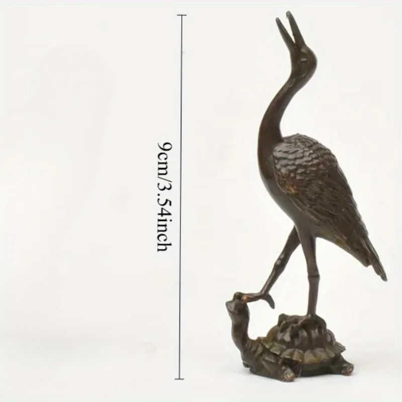 1pc Vintage Brass Animal Crane Small Statue Lucky Home Decorations Desk Ornaments Miniatures Figurines Crafts Incense Holder