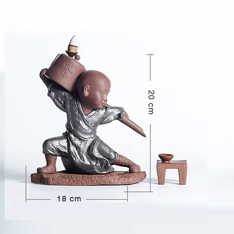 Big Size Kung Fu Monk Backflow Incense Burners Sandalwood Ceramics Incense Holder Household Living Room Decorations