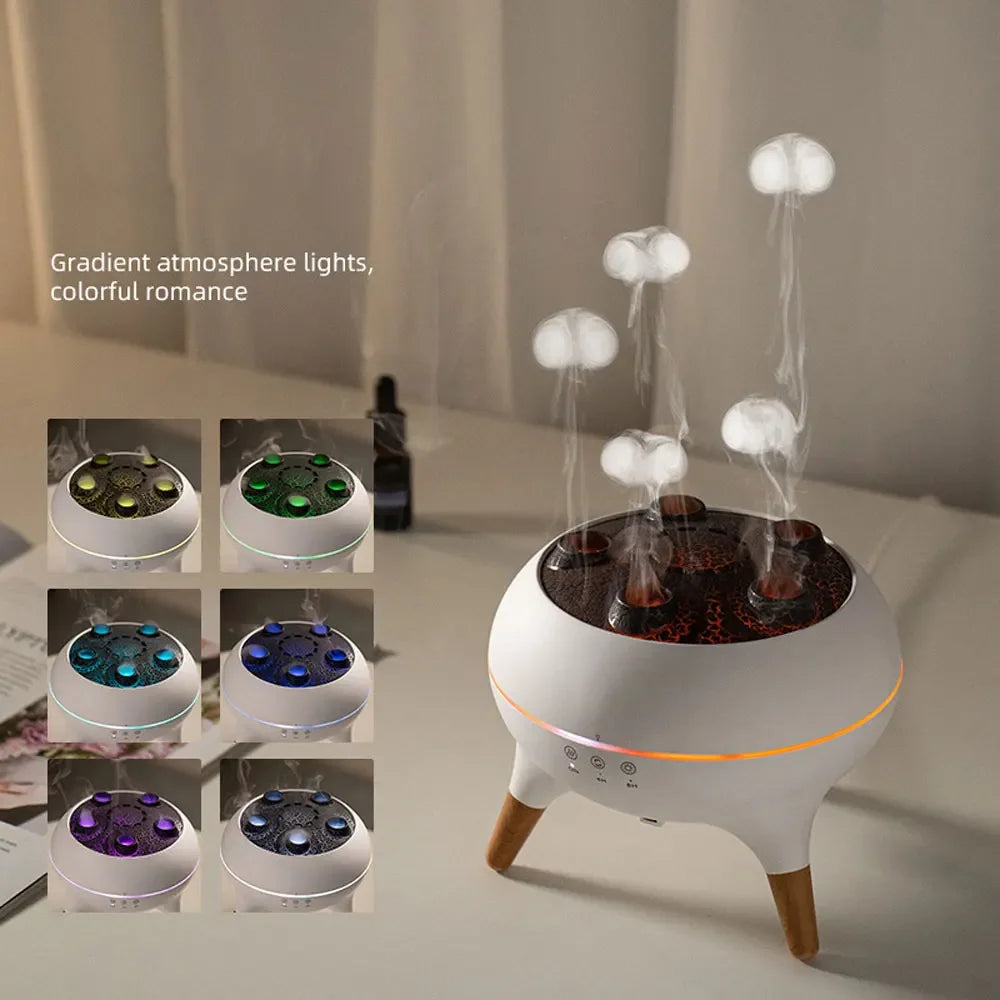 250ml Air Humidifier Dynamic Volcanic Essential Oil Diffuser Remote Control Bedroom Humidifier With 7 Colorful Night Lights