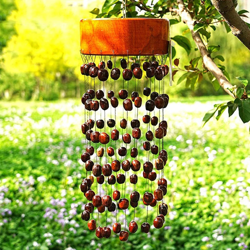 Fay Bless Handcrafted Fruit Shell Wind Chime – Natural Pine & Nut Shell Bell, Sound Healing & Mindful Home Decor for Meditation & Relaxation