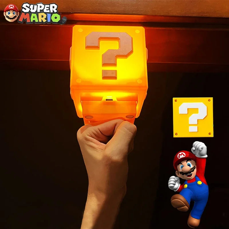Super Mario Bros Block Creative Night Lamp Push Button Light Toys Game Peripheral Student Cute Bedroom Dormitory Decoration Lamp