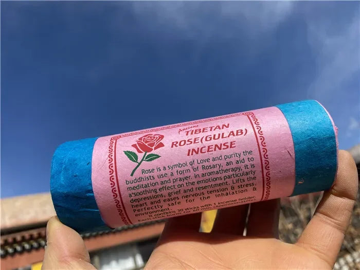 Fay Bless Nepal Short Tube Tibetan Weihrauch - 30 Sticks mit Halter | Natürliches, lang anhaltendes Aroma für Meditation und Entspannung
