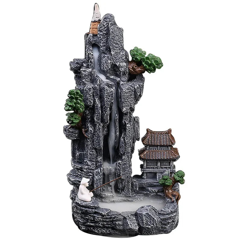 1pc Waterfall Backflow Incense Burner Zen Tea Room Decoration Micro landscape Incense Stick Holder Ashtray (Without Incense)