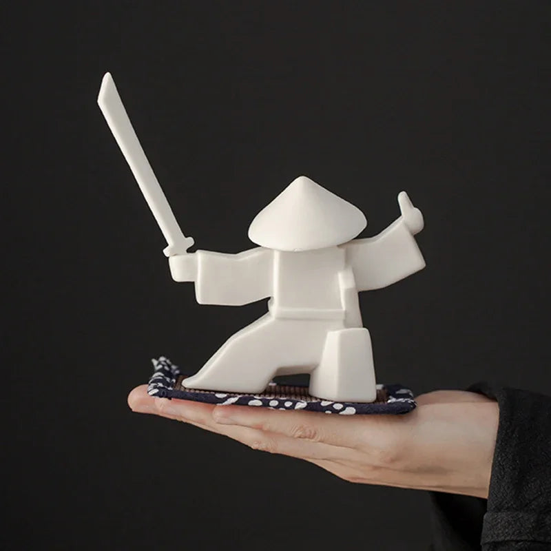 Incense Holder Samurai Figurine Design Delicate Eye-catching Ceramic Durable Practical Home Table Censer Burner Home Decoration
