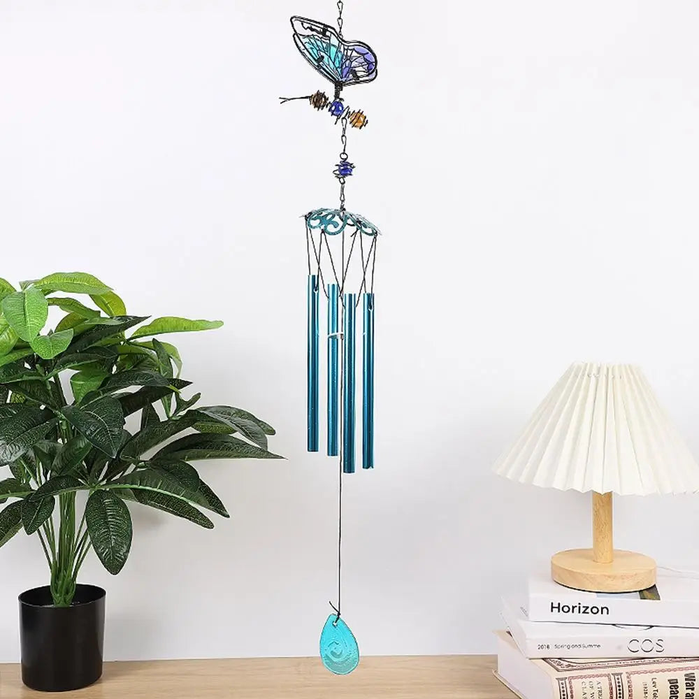 Blessing Metal Wind Chime Creative Vintage 3D Butterfly Pendant Exquisite Cut Painted Hanging Decoration Landscape
