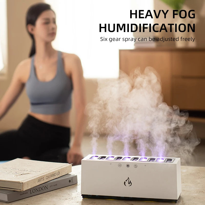 2025 New Desktop Pickup Dynamic Ultrasonic Air Humidifier Home 900ML RGB Led Flame Light USB Home Mini Humidifier Mist Maker