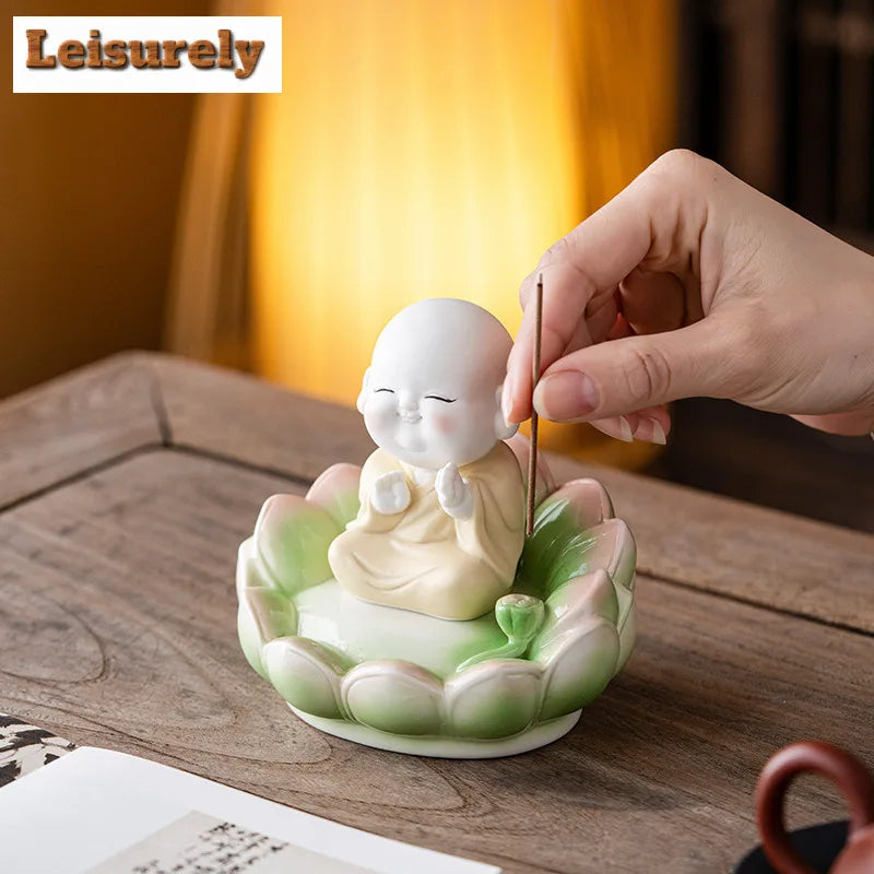 Lotus Little Monk Incense Holder Mist Smoking Steamers Incense Burners Aromatherapy Censer Tea Ceremony Supplies Decoration Gift