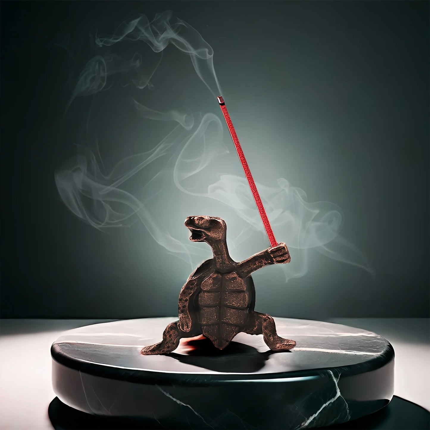 Brass Turtle Incense Burner Kung Fu Style Animal Desktop Ornament Creative Home Decor Retro Craft Meditation Aromatherapy Holder