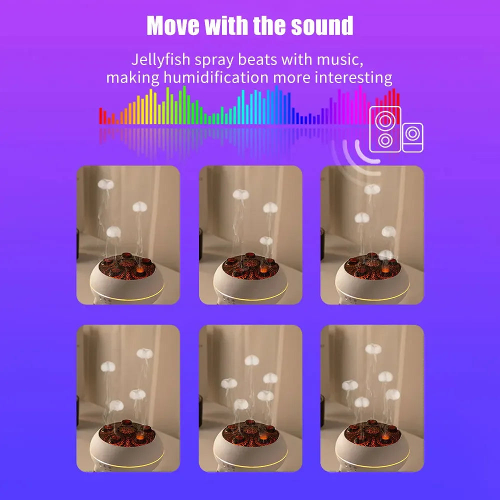 250ml Air Humidifier Dynamic Volcanic Essential Oil Diffuser Remote Control Bedroom Humidifier With 7 Colorful Night Lights