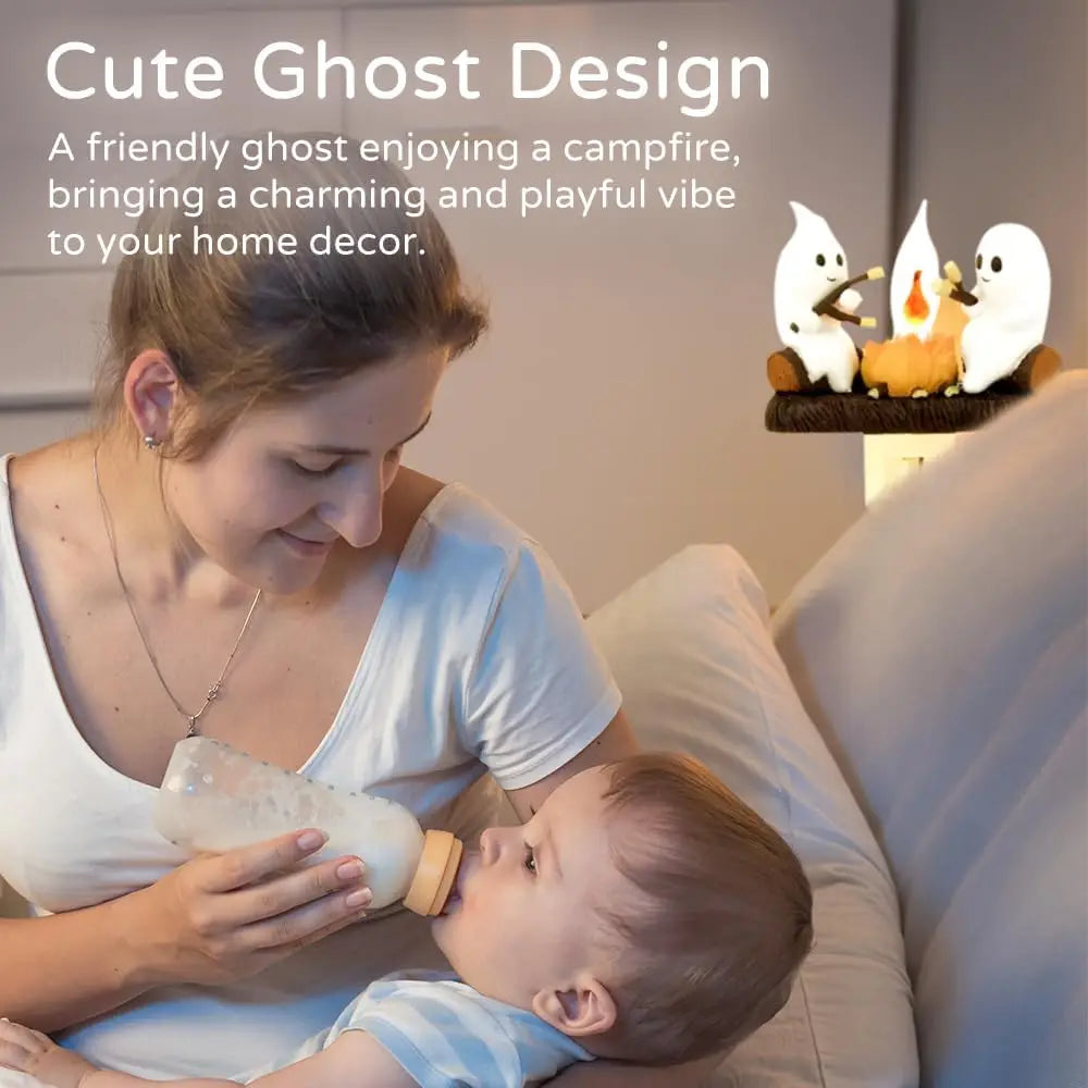 Ghost Campfire Flickering Halloween Night Light 3D LED Small Campfire Light For Indoor Halloween Decorations