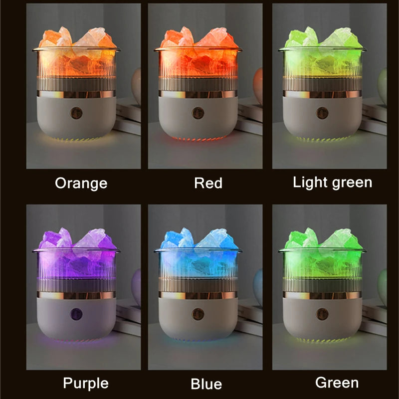USB Aroma Diffuser with Crystal Stones – 160ML Ultrasonic Essential Oil Mist Maker with 7 LED Lights & Auto Shut-Off
