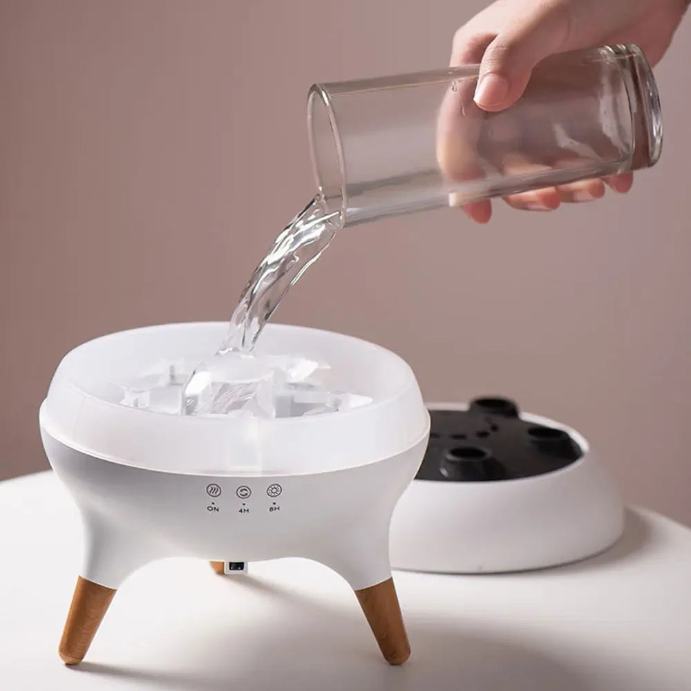 250ml Air Humidifier Dynamic Volcanic Essential Oil Diffuser Remote Control Bedroom Humidifier With 7 Colorful Night Lights