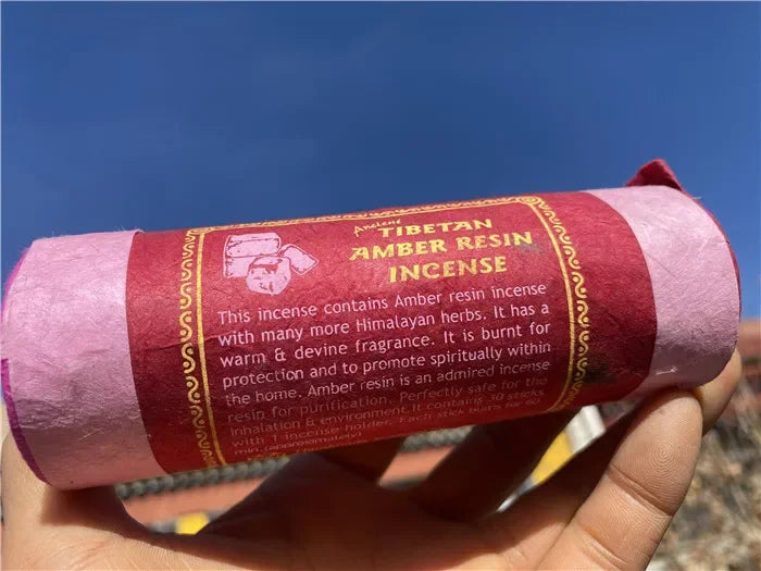 Fay Bless Nepal Short Tube Tibetan Weihrauch - 30 Sticks mit Halter | Natürliches, lang anhaltendes Aroma für Meditation und Entspannung