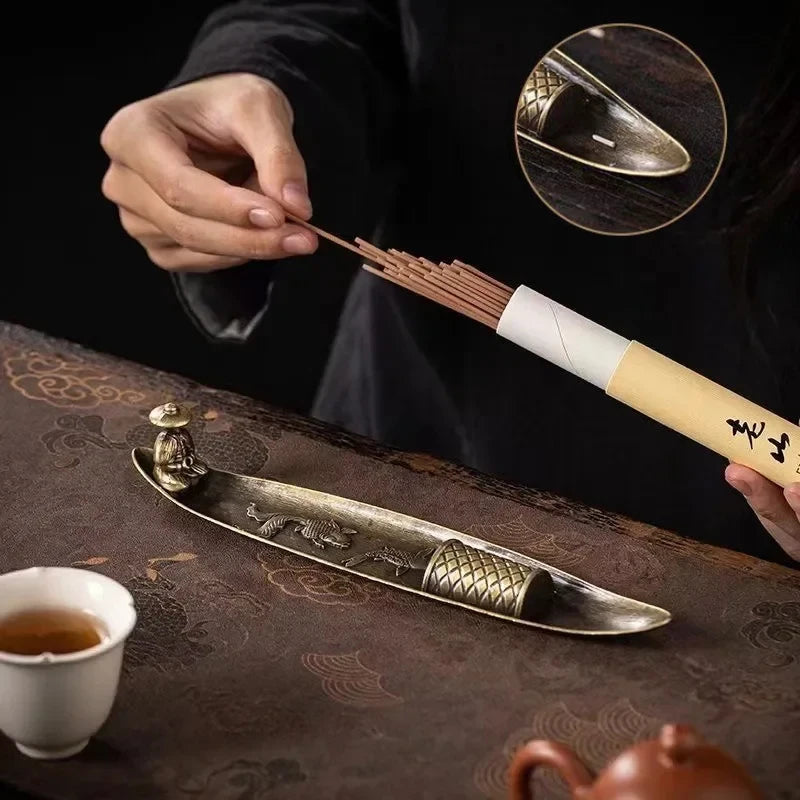 Creative Incense Holder Aromatherapy Ornament Incense Holder Boat Old Men Fishing Japanese Style Incense Stick Burner Home Decor