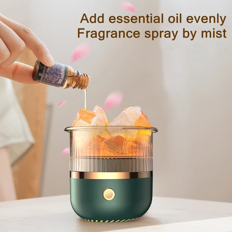 USB Aroma Diffuser with Crystal Stones – 160ML Ultrasonic Essential Oil Mist Maker with 7 LED Lights & Auto Shut-Off