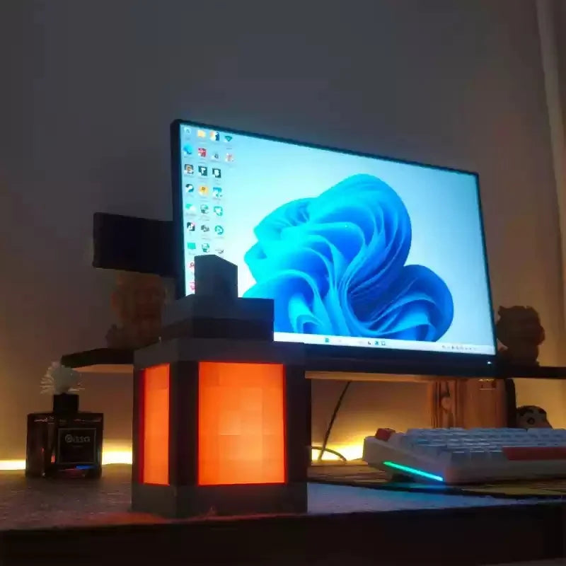 My World mc Color Changing Desk Lamp Glow Lantern Night Light Pixel Torch Lamp Game Accessories Bedroom Atmosphere Light
