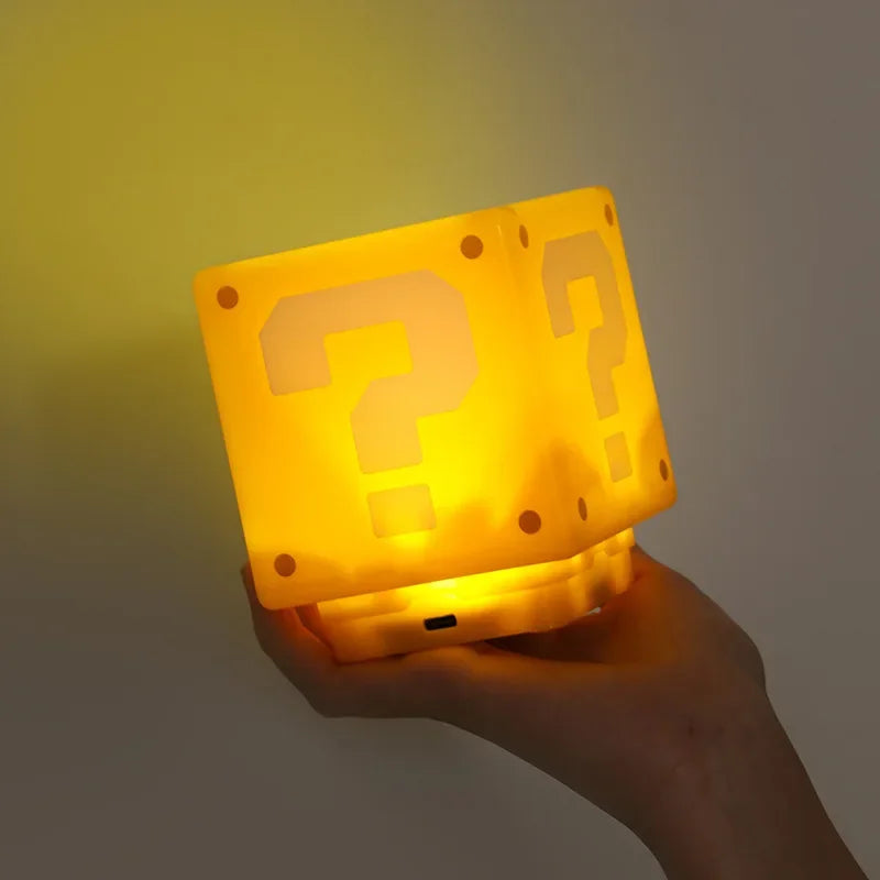 Super Mario Bros Block Creative Night Lamp Push Button Light Toys Game Peripheral Student Cute Bedroom Dormitory Decoration Lamp