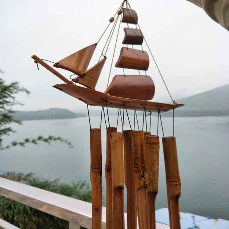 Creative Outdoor Bamboo Style Chimes Yard Antique Tubes Bells Gifts Store Garden Windchime Wall Hanging Ornament Home DecorLA523