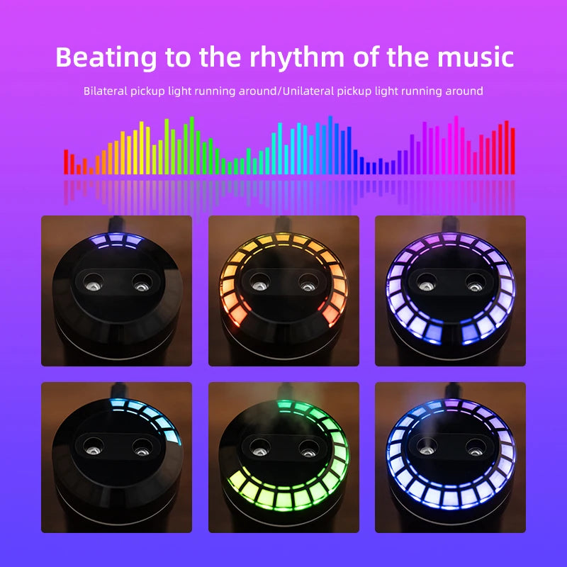 300ML Double Spray Vehicle Air Humidifier Type-c USB Music Rhythm Spray Humidifier with Mood Light Car Mini Aroma Humidifier