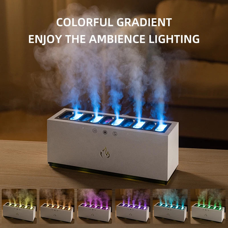 2025 New Desktop Pickup Dynamic Ultrasonic Air Humidifier Home 900ML RGB Led Flame Light USB Home Mini Humidifier Mist Maker