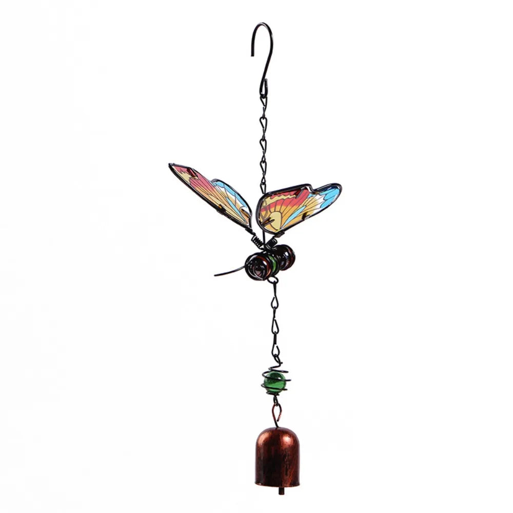 Blessing Metal Wind Chime Creative Vintage 3D Butterfly Pendant Exquisite Cut Painted Hanging Decoration Landscape