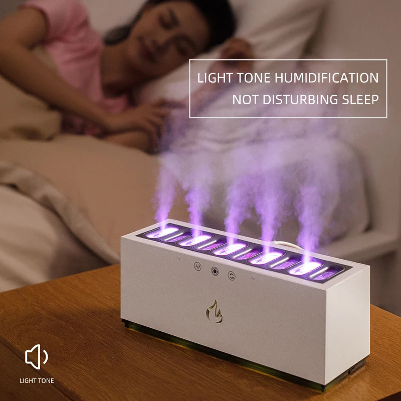 2025 New Desktop Pickup Dynamic Ultrasonic Air Humidifier Home 900ML RGB Led Flame Light USB Home Mini Humidifier Mist Maker